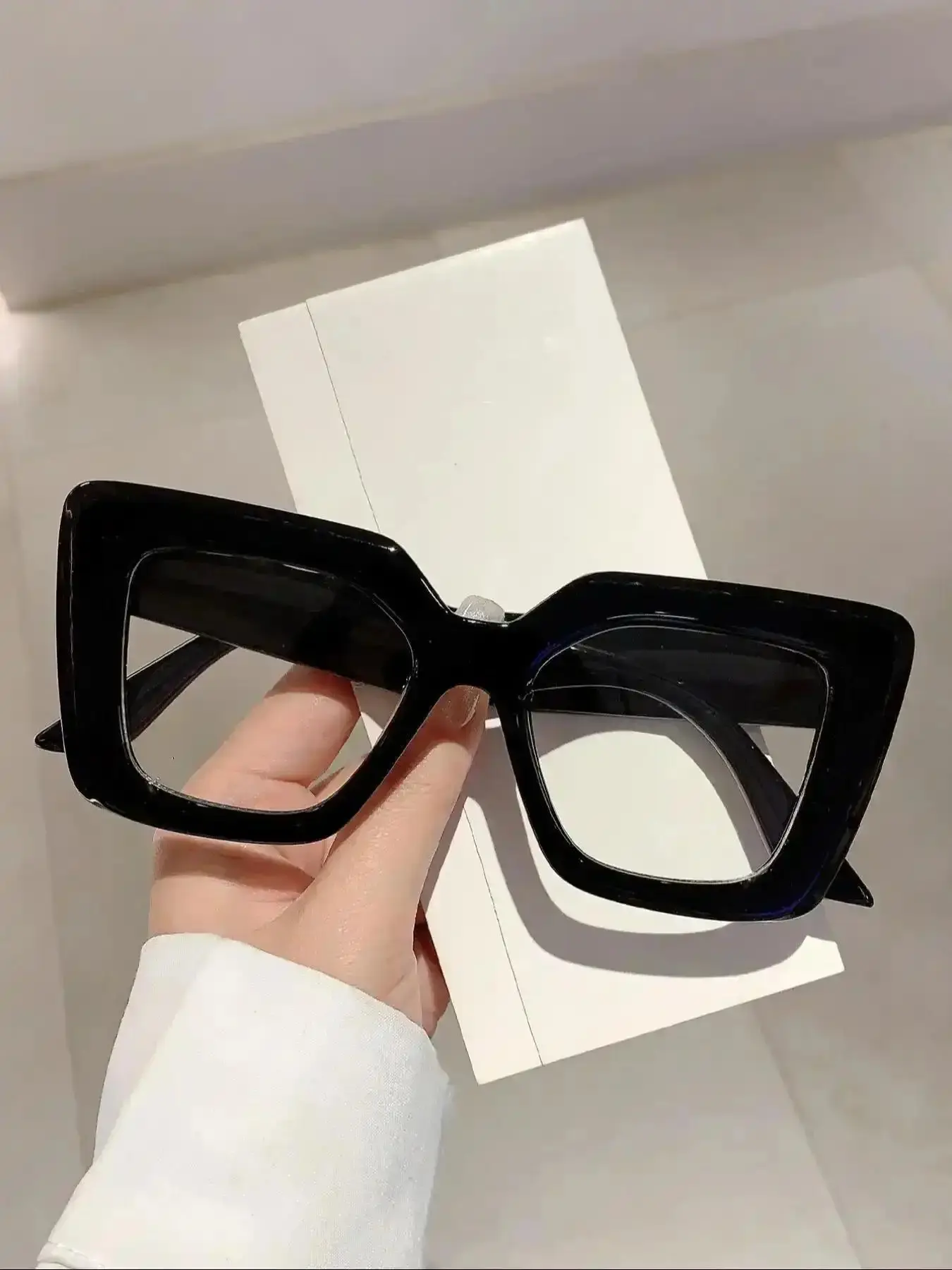 2026 New Model 1Pc Women Square Large Frame Glasses Jelly Color Fashion Trends Multicolour Green Decorative For Daily Travel Stylish Eyeglasses Trendy Eyewear Computer Comfort Sophisticated Durable Blue Work Modern