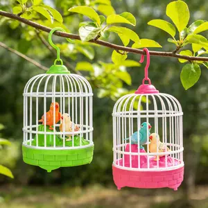 Electric Voice-Controlled Bird Cage with Lights and Sounds, Talking Birdcage, Interactive Realistic Bird Cage Gifts, Battery Included