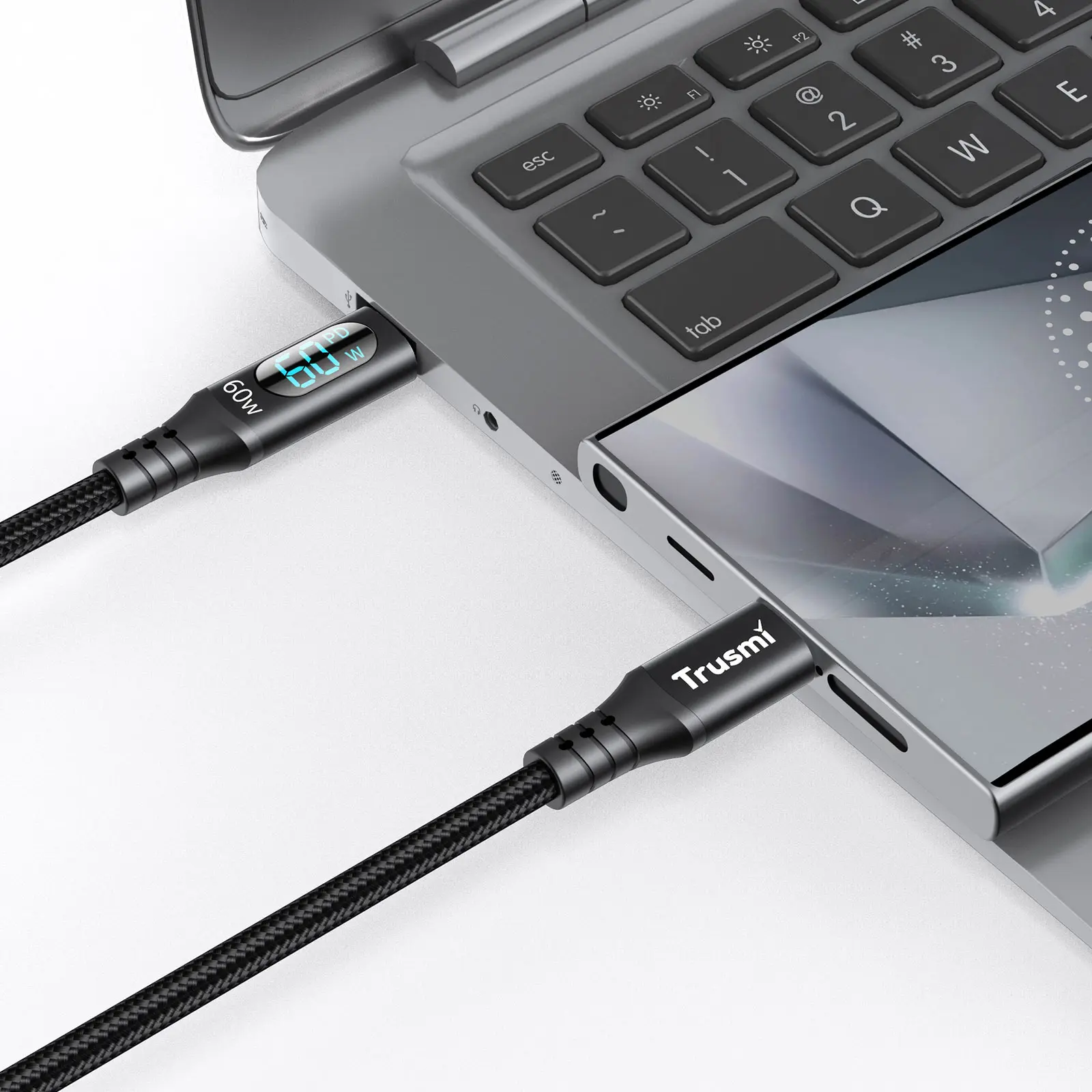 TRUSMI 100W USB-C Cable with Real-Time Power Display