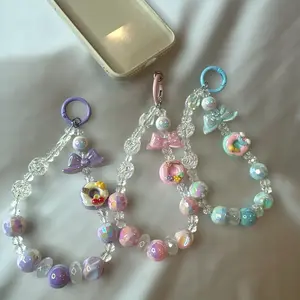 Super cute donut beaded phone/key/bag charm-3 color options (phone case tap included )
