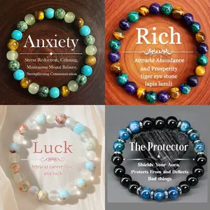 Beautiful meaning tiger eye stone granite amethyst lapis lazuli green pine Shoushan stone basket phosphorus gray green aventurine bracelet