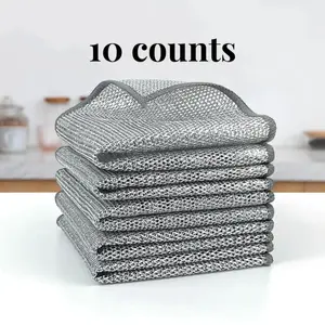 Mesh Dishwashing Rag, 10/20pcs Reusable Wire Cleaning Cloth, Multipurpose Non-scratch Wire Dishcloth for Wet and Dry Use