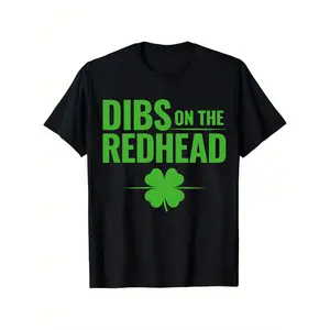 Celebrate Irish Pride – Unisex St. Patrick’s Tee with Black Cotton, Shamrock, and Redhead Fun