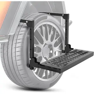 Foldable Steel Tire Step for Trucks/SUVs, 350 Lbs Load Capacity, Non-Slip Heavy-Duty Construction, Fits 10-14" Sizes, Adjustable Design, Easy Setup, Tire Protection for Safe Roof Access