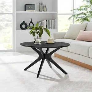Crossroads Round Wood Coffee Table in Black