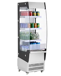 【Summervibes】VEVOR Open Air Merchandiser, 3-Tier Shelving Commercial Refrigerator, Grab and Go Display Cooler Refrigerator with Air Curtain, 4 Swivel Wheels, LED Light, for Restaurants, Stores, Office, 7.8cu.ft.