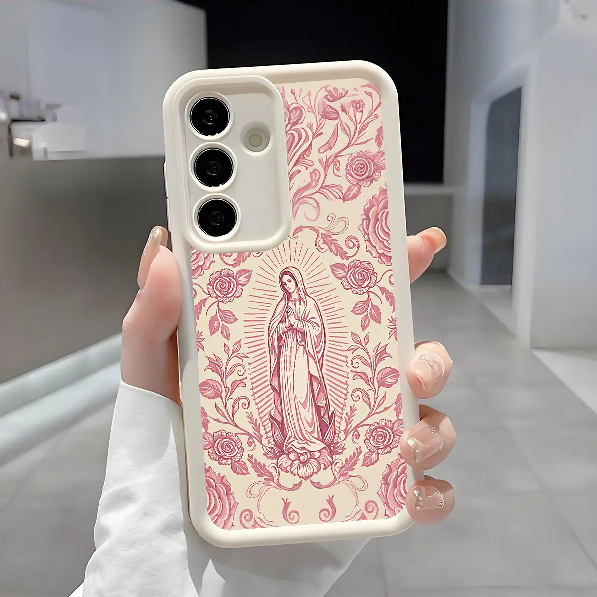 Virgin Mary Pattern Smartphone Case - Enhanced Camera Protection, Shockproof, Skin-Friendly Touch Soft Cover for Samsung Galaxy S21-S26 Ultra/Plus/FE, A13-A17, A33-A36, A52-A54, Note20Ultra (Flash, Boy, Handheld, Wireless Compatible)