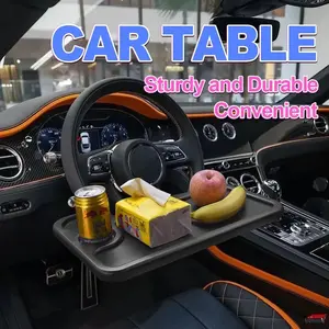 Sturdy Car Steering Wheel Table Stand, Portable Vehicle Table Drink Cup Holder, Food Beverage Rack, Durable Car Dining Tray