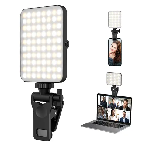 Rechargeable LED Selfie Ring Light with Clip - Cellphone/Mobile/Smartphone LED Lights Accessory for Magsafe-Compatible Vlogging Gear, iPhone, Android, iPad, Laptops, Zoom Calls