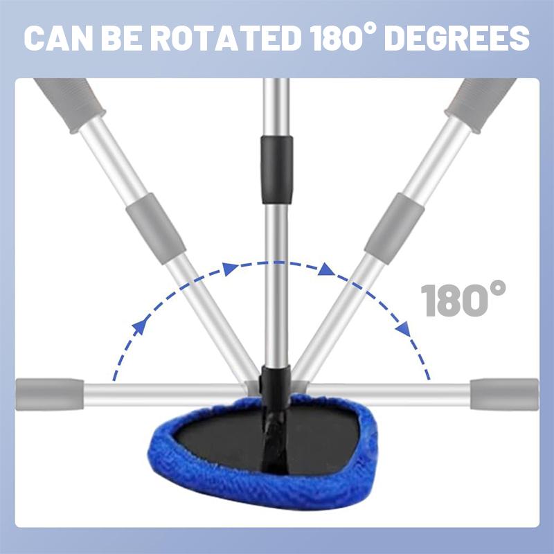 Windshield Cleaning Tool for Car Interior Glass, Car Window Cleaner Tool with Extendable Handle & 180° Swivel Head, Streak-Free Auto Glass Cleaner Kit with Reusable Microfiber Pads & Spray Bottle, Car Accessories for SUV Truck