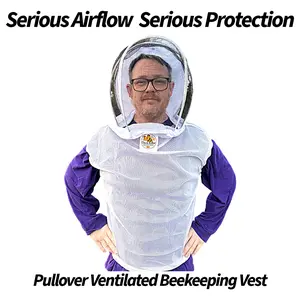Chick-A-Bee Pullover Ventilated Beekeeping Vest with Detachable Veil