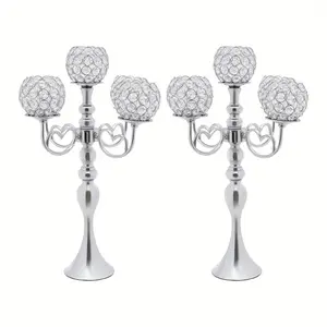 2024 2pcs 5Arm Crystal Candelabra Candlelight Candle Holder Wedding Table Centercount