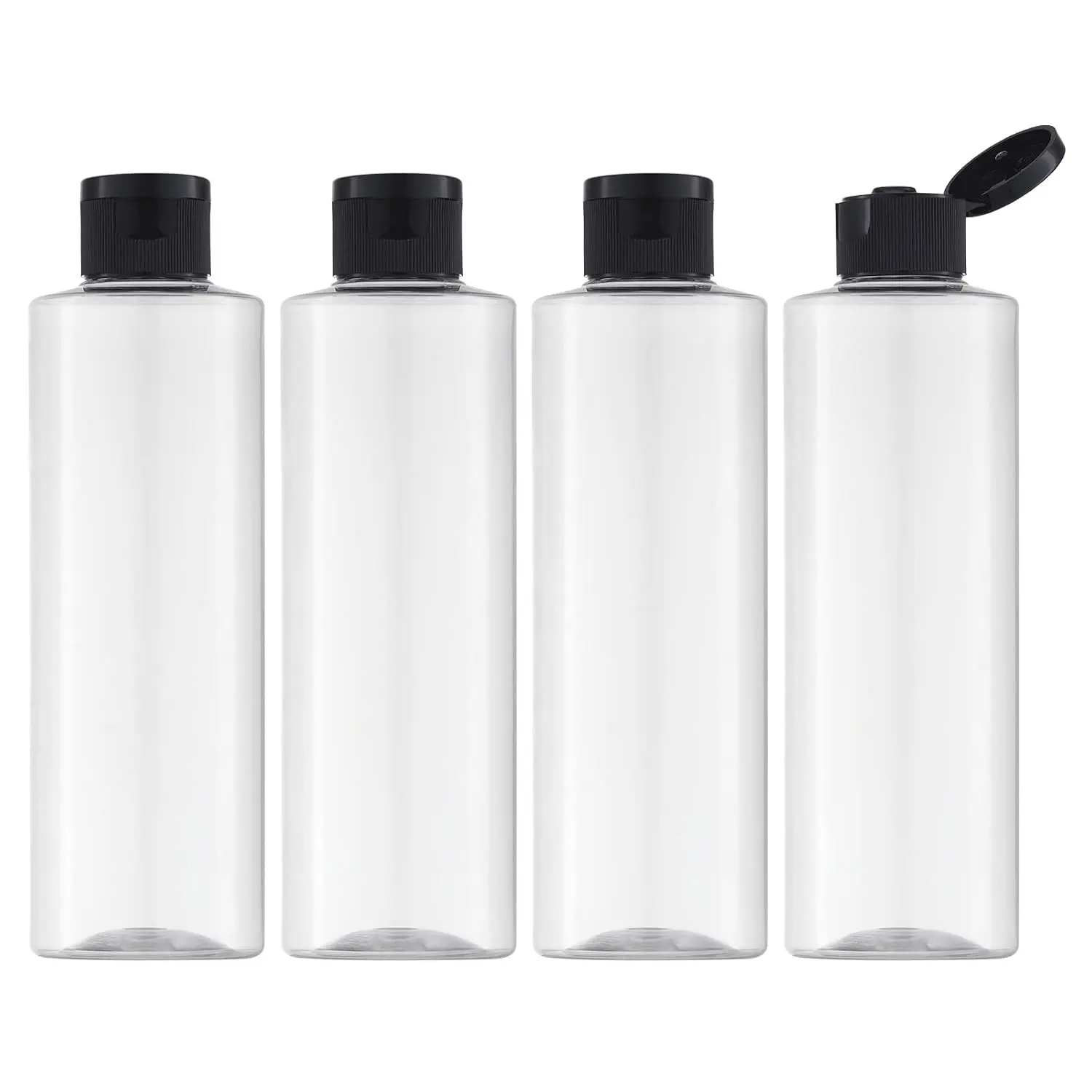 8.3oz Travel Bottles with Flip Cap (4 Pcs) Empty Dispenser Container for Travel Size  (250ml, Clear)