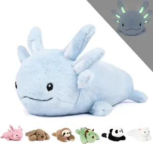 Niuniu Daddy Plush Toy Axolotl Weighted Stuffed Animals for Kids 2.75lbs Weighted Axolotl Plush Pillow Toy Glowing Ears in The Dark Best Gift for Kids
