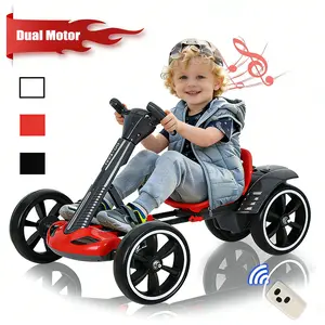 Featuring Dual Motors Go-Kart for Kids with Steering Wheel Control, and Foldable Design - Adjustable, No installation required