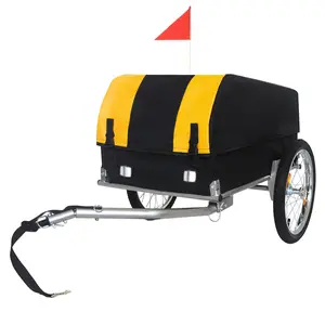 Heavy-Duty Bike Cargo Trailer with Removable Waterproof Cover, 88 lbs Capacity, 16" All-Terrain Wheels, Foldable Design for Camping, Groceries, Yellow Black, Home Furniture and Household Product Search Terms for US Online Shopping