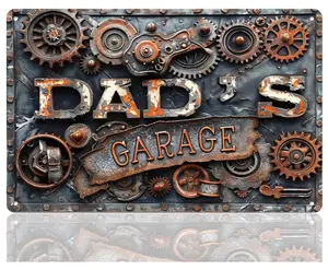 Generic 2D flat printing,Aluminum Sign,Vintage Metal Sign,DAD'S Garage Sign,Antique Sign,Gift For Dad,Father's Day,Home Farmhouse Porch Garage Outdoor Wall Decor Plaque 12x8 Inch