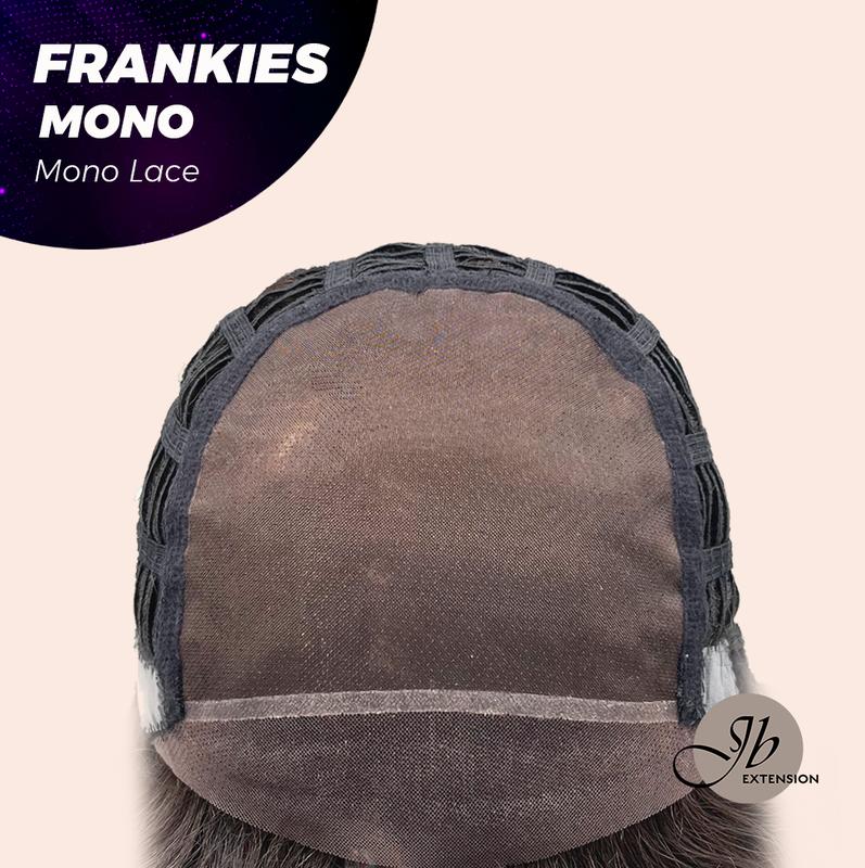 JBEXTENSION FRANKIES MONO Monofilament Handmade Wig 6X5 Full Monofilament Hand Tied Top Wig 19 Inches Dark Brown Highlight Curly Mono Lace Handmade Futura Fiber Glueless BS Wig FRANKIES MONO【BENDY EAR TABS】