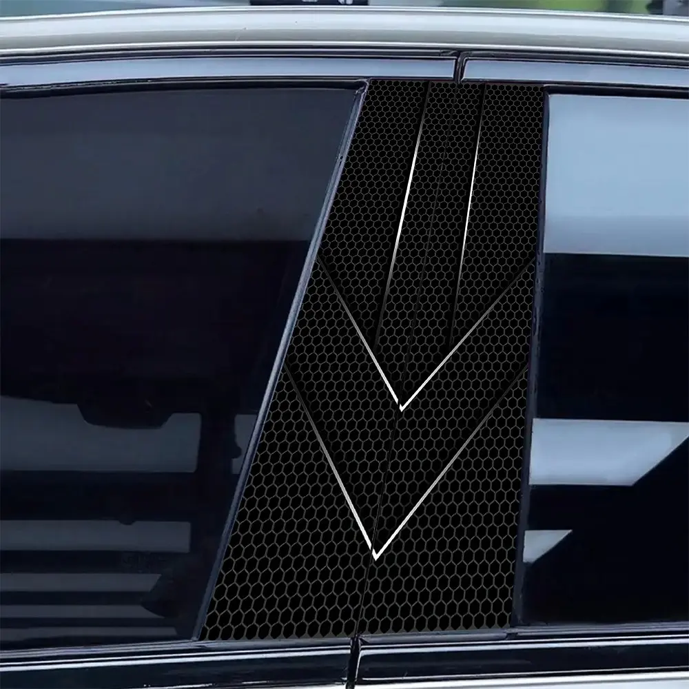 2pcs Sporty B Pillar Stickers, Arrow Texture Honeycomb Car Decals, Geometric Vinyl Wrap, Waterproof and Scratch-Resistant, Car Decorative Sticker, Vehicle Exterior Decoration