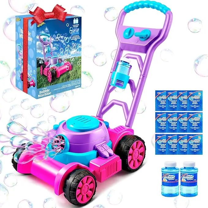 SLOOSH Bubble Lawn Mower Toddler Toys - Kids Bubble Machine Summer Outdoor Push Toy Games, Backyard Garden Outside Play Toddlers Preschool Boys Girls Birthday Gifts Electric Dealsforyoudays DealsForYouDays