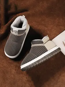 Men's Winter High-Top Cotton Shoes, Fashion Down Fabric Warm Slip-On Short Snow Boots, Casual Flat Ankle Booties for Cold Weather