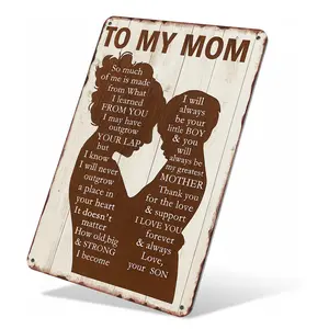 "To My Mom" Son's Heartfelt Tribute Aluminum Sign 8x12 Inches Distressed Retro Style Waterproof Rust-Free Mother's Day Birthday Gift for Mom Bedroom Living Room Decor home decor wall art