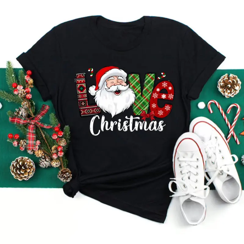 Christmas 2025 New Year Santa Claus T-Shirt 100% Cotton Unisex Regular Sleeve Custom Printing Available Medium Fit Personalized Design