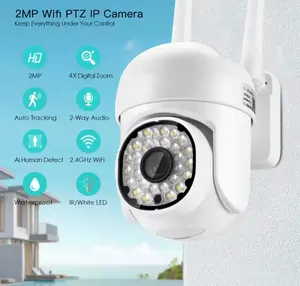 WiFi Smart Security Camera - IP66 Waterproof, 360 Degree Pan, 4X Digital Zoom