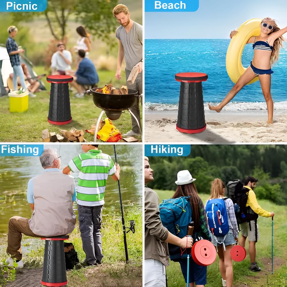 Retractable Portable Folding Chair Lightweight Compact Camping Seat with Handle and Sturdy Design Suitable for Fishing Parties Outdoor Activities Hiking Durable Outdoor Gear