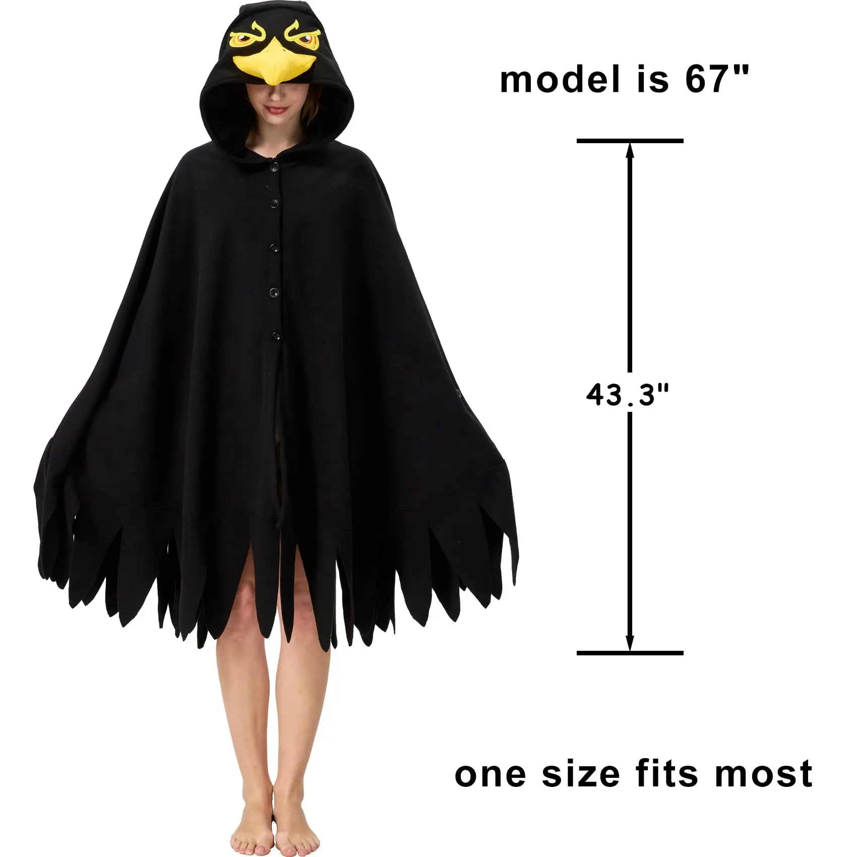 Women's Polyester Black Eagle Feather Bird Clothes Cape - Raven/Crow Cosplay Wings Cloak Poncho Accessory for Halloween Parties, Men's Long-Sleeve Sleepwear Robe Set, Unisex Dragon Onesie Pajama, Stylish Halter Wide Leg Jumpsuit (TikTok Shop Deals Today)