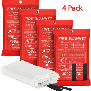 Emergency Fire Blanket - 4 Pack - Fiberglass Fire Suppression Blanket for Kitchen, 40" x 40" Fire Blanket for Home Survival Tool Survival Equipment