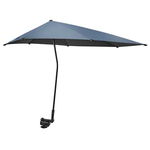 Beach Umbrella XL with Universal Clamp for Chair Stroller Wheelchair Golf Cart Bleacher Patio 50+ Adjustable