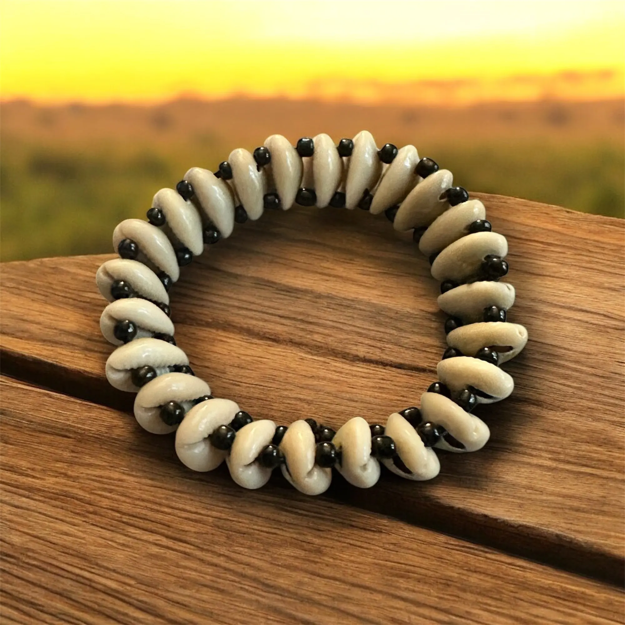 Handmade Ugandan Cowrie Shell Bracelet - Authentic African Boho Jewelry