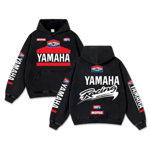 Retro Yamaha JT Racing Washed Hoodie Motul MotoGP World Champion Enthusiast Apparel Streetwear Akrapovic Shoei Helmet Racing Team Super Motorsports Clothing Riders Motocross Off-Road Dirt Bike Fan Gear Cotton For Moto Fan 7