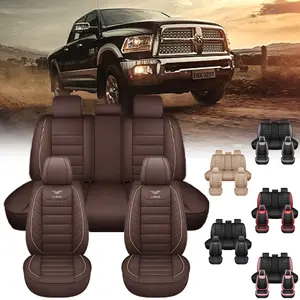 Full Set Premium PU Leather Car Seat Covers for Trucks Brown & Black Durable Stylish Protection for Enhanced Vehicle Interior