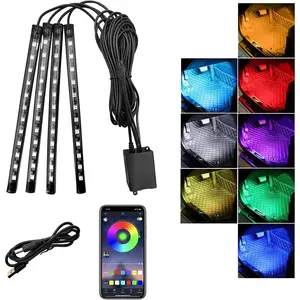 Led Interior Lights, RGB 48 LED Multicolor Auto Strip Light with Sound  Function and APP Control, Under Dash  Lighting Kit with Charger,  Accessories (USB)