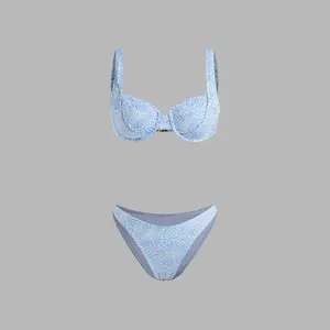 Cider Square Neck Floral Underwire Cheeky Bikini Set