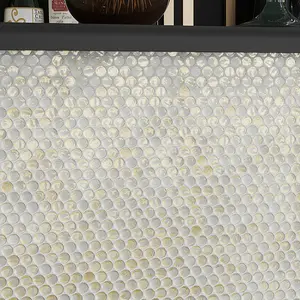 White Gold 12x12 Glossy Penny Round Glass Mosaic Tile (8 Cases, 82.72 sq ft/Pallet)