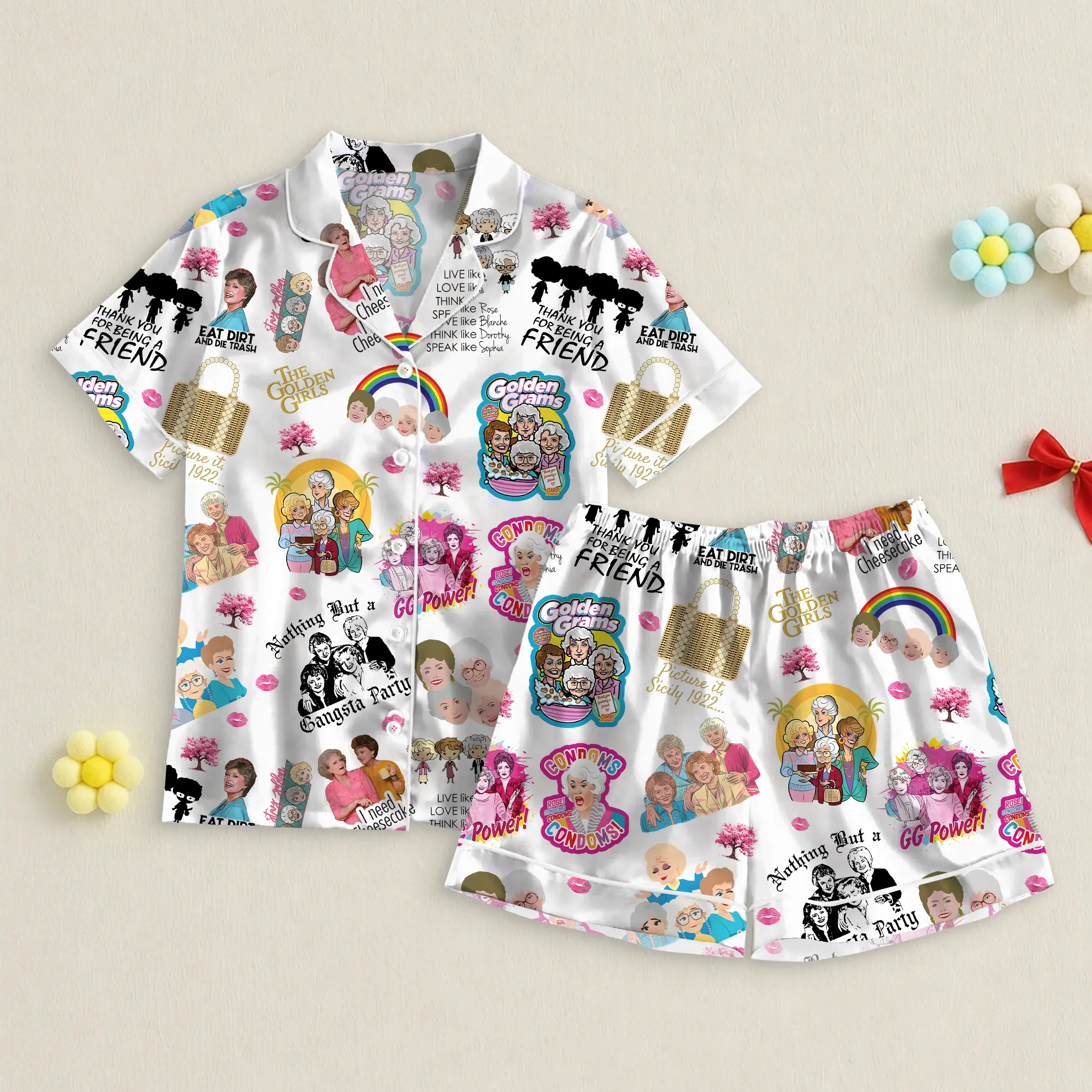 Golden Girl Pajamas Set, 80’s TV Sitcom Women Pajamas, Stay Golden Set, Golden Girls Fan Gift
