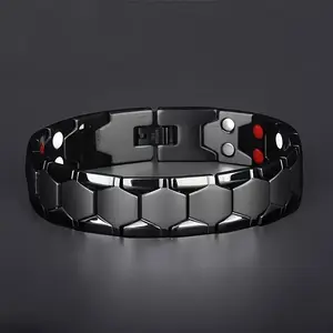 Magnetic Titanium Steel Cuff Bracelet for Men, 4-in-1 Energy Band, Hypoallergenic, Water-Resistant, Durable Fashion Wristband - Ideal Father's Day Gift