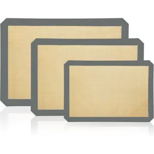 Baking Mat, 3 Pac Silicone Cookie Sheets for 2 Baking 16.5"L x 11.6"W and 1 Pc 11.81"L x 8.27"W Reusable Baking Mat - Food Gray Oven Baking Sheet