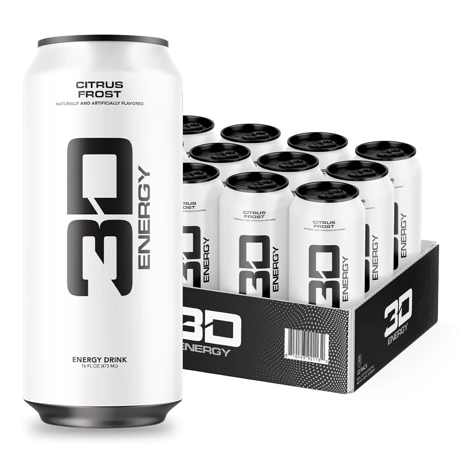3D Energy Drink Sugar Free Citrus Frost, 16 oz Cans (Pack of 12) | High Caffeine Pre-Workout Energy Drink Beverage Sport