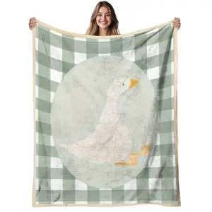 1 Piece Down Blanket Soft Warm Plaid Printed Blanket for Living Room Bedroom Office All Seasons Christmas Gift 280Gsm
