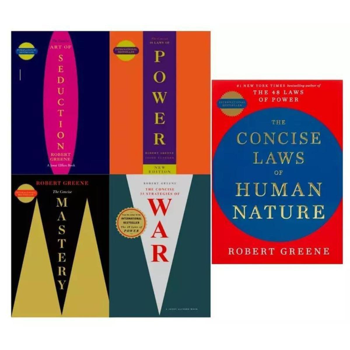 Robert Greene 5-Book Set (CONCISE EDITIONS) – Exact Copy Set | 48 Laws of Power, Art of Seduction, Mastery & More (Smaller Version)