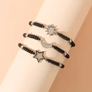 This set of three simple and stylish retro glow-in-the-dark bracelets features the sun, moon, and stars, making them a creative holiday gift for couples, close friends, besties, and brothers mini, gifts.