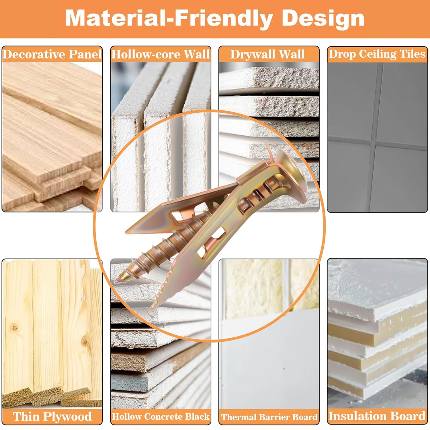 3 Sizes Self Drilling Drywall Anchors with Screws Kit – 120PCS Heavy Duty Metal Expansion Bolts, Sheetrock Anchors & Drywall Grip Anchors and Screws for Shelf, Mirror, Cabinet, Picture Frames Set Self-Drilling