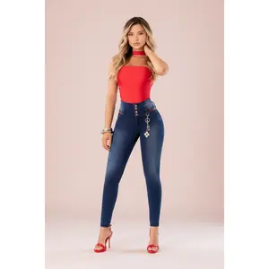 Jerez 100% Authentic Colombian Push-Up Skinny Jeans with Rhinestone Charm