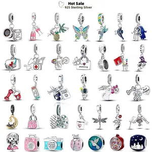 Charms Plata De Ley 925 Sterling Silver Airplane Earth Avocado Bicycle Charm Fit Original Bracelet Women Beads DIY Jewelry Gifts