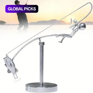 Fisherman Balancing Sculpture, Kinetic Fishing Statue, Metal Fishing Rod Art, Home & Office Decor, Outdoor Dynamic Artwork #GLOBAL PICKS