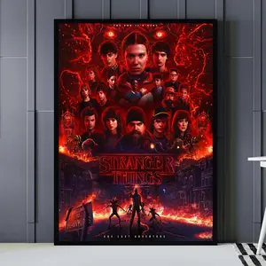 Retro Stranger Final Season Poster, All Characters Vecna Demongorgon Will Byers Steve Harrington Eleven Home Decor L63
